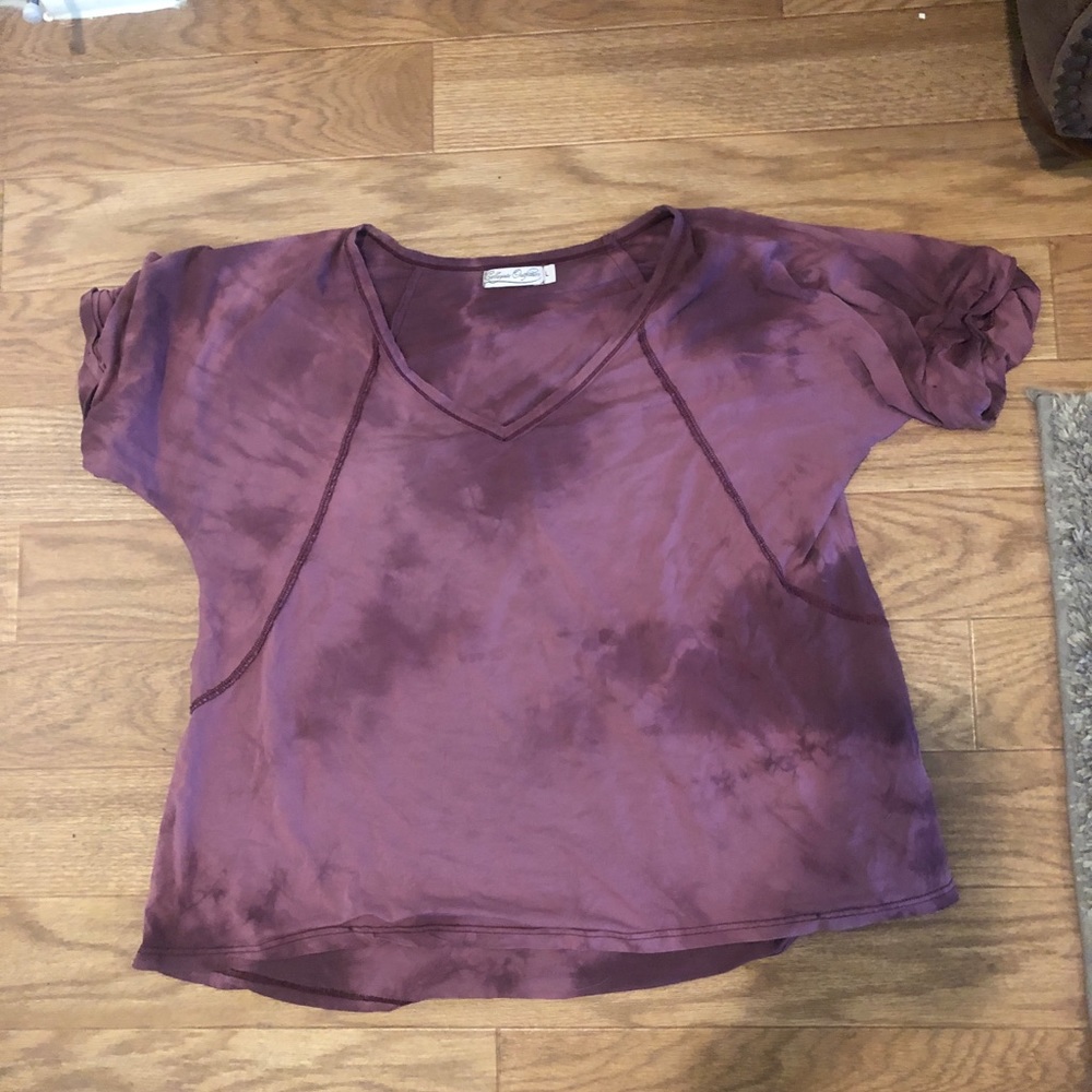 Maroon tie die washed blouse